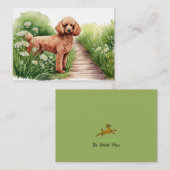 Brown Poodle und Blume Mitteilungskarte (Vorne/Hinten)
