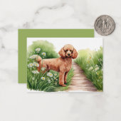 Brown Poodle und Blume Mitteilungskarte (Vorderseite/Rückseite Beispiel)