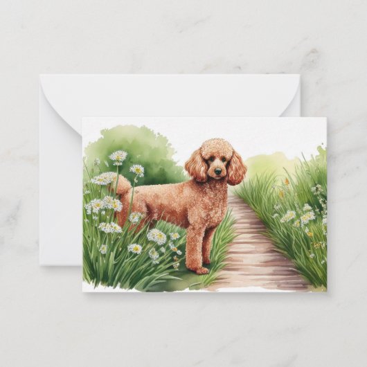 Brown Poodle und Blume Mitteilungskarte (Vorderseite)