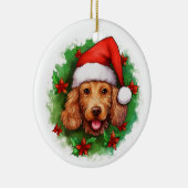 Brown Poodle Weihnachtskranz Keramik Ornament (Rechts)