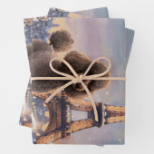 Brown Poodle Winter in Paris Malerei Decoupage Geschenkpapier Set (Beispiel)