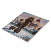 Brown Poodle Winter in Paris Malerei Kunst Fliese (Seite)