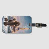 Brown Poodle Winter in Paris Malerei Kunst Gepäckanhänger (Vorderseite (Horizontal))