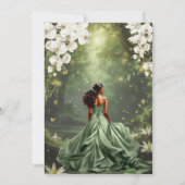 Brown Princess and Frog Sage Green Dress Sweet 16 Save The Date (Rückseite)