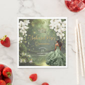 Brown Princess and Frog Sage Green Quinceanera 16 Serviette (Beispiel)