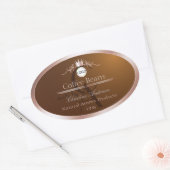 Brown Product Label Rosegold Frame Logo Monogram Ovaler Aufkleber (Umschlag)