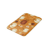 Brown Pumpkin Floral Herbst und Fall Muster Badematte (Schrägansicht)