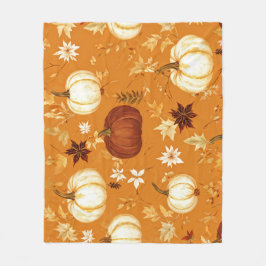 Brown Pumpkin Floral Herbst und Fall Muster Fleecedecke