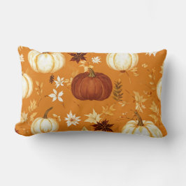 Brown Pumpkin Floral Herbst und Fall Muster Lendenkissen