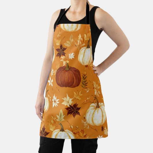 Brown Pumpkin Floral Herbst und Fall Muster Schürze (InSitu)