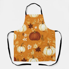 Brown Pumpkin Floral Herbst und Fall Muster Schürze