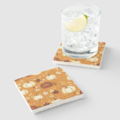 Brown Pumpkin Floral Herbst und Fall Muster Steinuntersetzer (Seitenansicht)