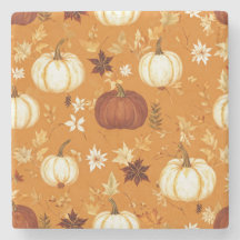 Brown Pumpkin Floral Herbst und Fall Muster