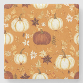 Brown Pumpkin Floral Herbst und Fall Muster Steinuntersetzer