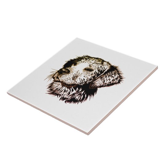 Brown Puppy Sketch Fliese (Seite)