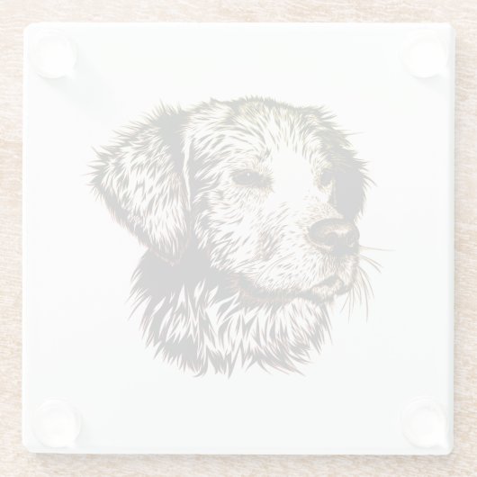 Brown Puppy Sketch Glasuntersetzer (Rückseite)