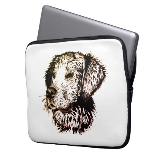 Brown Puppy Sketch Laptopschutzhülle (Vorderseite Links)