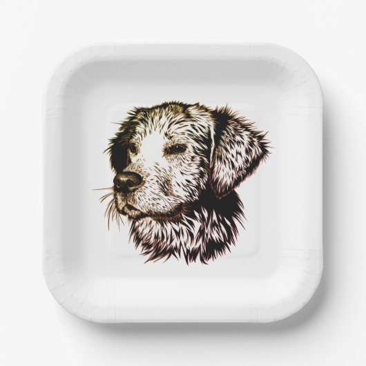 Brown Puppy Sketch Pappteller (Vorderseite)