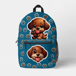 Brown Puppy Sticker Backpack Bedruckter Rucksack
