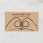 Brown QR Code Handherz Liebe Moderne Visitenkarte (Vorderseite)