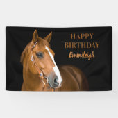 Brown Quarter Horse Black Happy Birthday Banner (Horizontal)