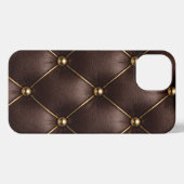 Brown Quilted Leather & Gold Studs Phone Case iPhone Hülle (Rückseite (Horizontal))