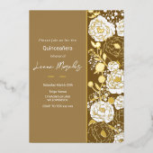 Brown Quinceañera Foil Einladung (Vorderseite)