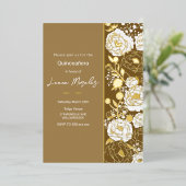 Brown Quinceañera Foil Einladung (Stehend vorne)