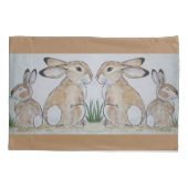 Brown Rabbit Bunny Mama & Baby Tan Animal Kissenbezug (Rückseite)