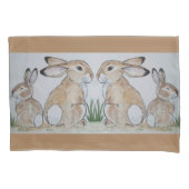 Brown Rabbit Bunny Mama & Baby Tan Animal Kissenbezug (Vorderseite)