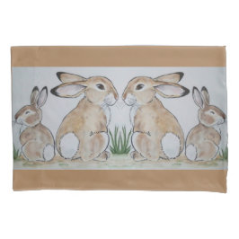 Brown Rabbit Bunny Mama & Baby Tan Animal Kissenbezug