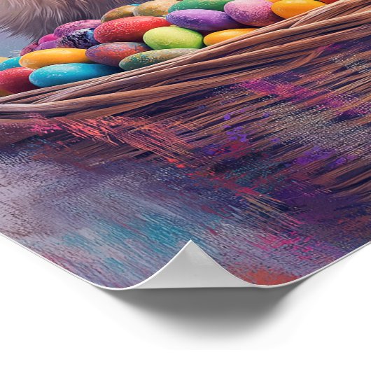 Brown rabbit eating Easter candy eggs vertical Poster (Ecke)