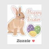 Brown Rabbit Happy Oaster Aufkleber (Blatt)