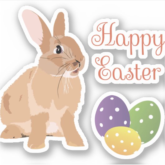 Brown Rabbit Happy Oaster Aufkleber (Vorderseite)