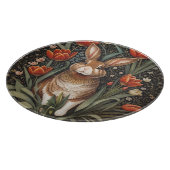 Brown Rabbit Red Tulips William Morris Inspiriert Schneidebrett (Ecke)