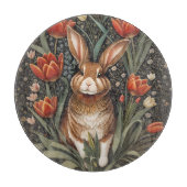 Brown Rabbit Red Tulips William Morris Inspiriert Schneidebrett (Vorderseite)