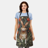 Brown Rabbit Red Tulips William Morris Inspiriert Schürze (Getragen)