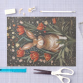 Brown Rabbit Red Tulips William Morris Inspiriert Seidenpapier (Handwerk)