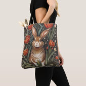 Brown Rabbit Red Tulips William Morris Inspiriert Tasche (Von Nahem)