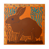 Brown Rabbit Tile, add text Tile Fliese (Vorderseite)