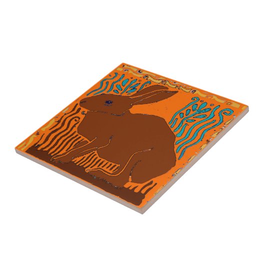Brown Rabbit Tile, add text Tile Fliese (Seite)