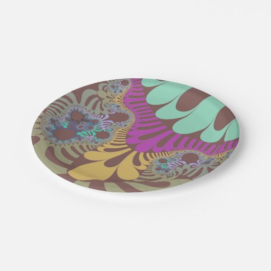 Brown Rainbow Mod Pappteller (Schrägansicht)