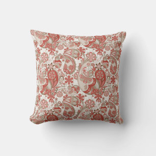 Brown Raspberry Paisley Pillow Kissen