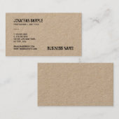 Brown Real Kraft Paper Distressed Text Template Visitenkarte (Vorne/Hinten)