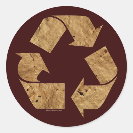Brown Recycle Sign Runder Aufkleber (Vorderseite)