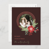 Brown Red Circle Foto Poinsettia Frohe Weihnachten (Vorne/Hinten)