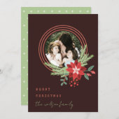 Brown Red Circle Foto Poinsettia Frohe Weihnachten (Vorne/Hinten)