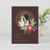 Brown Red Circle Foto Poinsettia Frohe Weihnachten (Stehend Vorderseite)