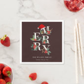 Brown Red Green White Frohe Weihnachtsfoliage Serviette (Beispiel)