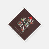 Brown Red Green White Frohe Weihnachtsfoliage Serviette (Ecke)